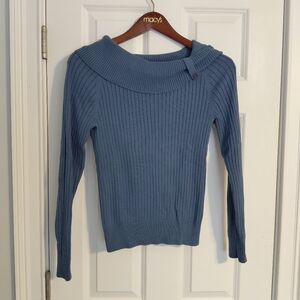 Jeanne Pierre Blue Cowl Neck Sweater, Size M